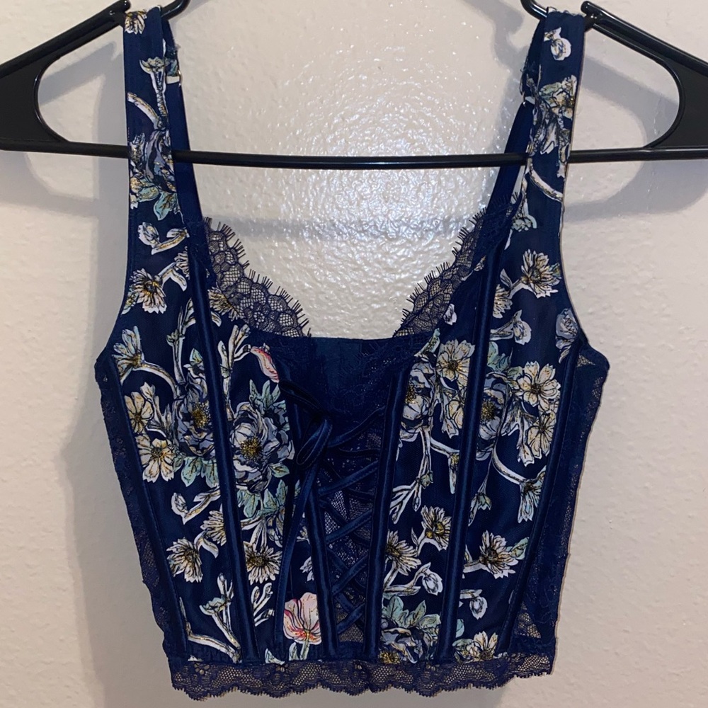 Victoria Secret dark blue corset.
